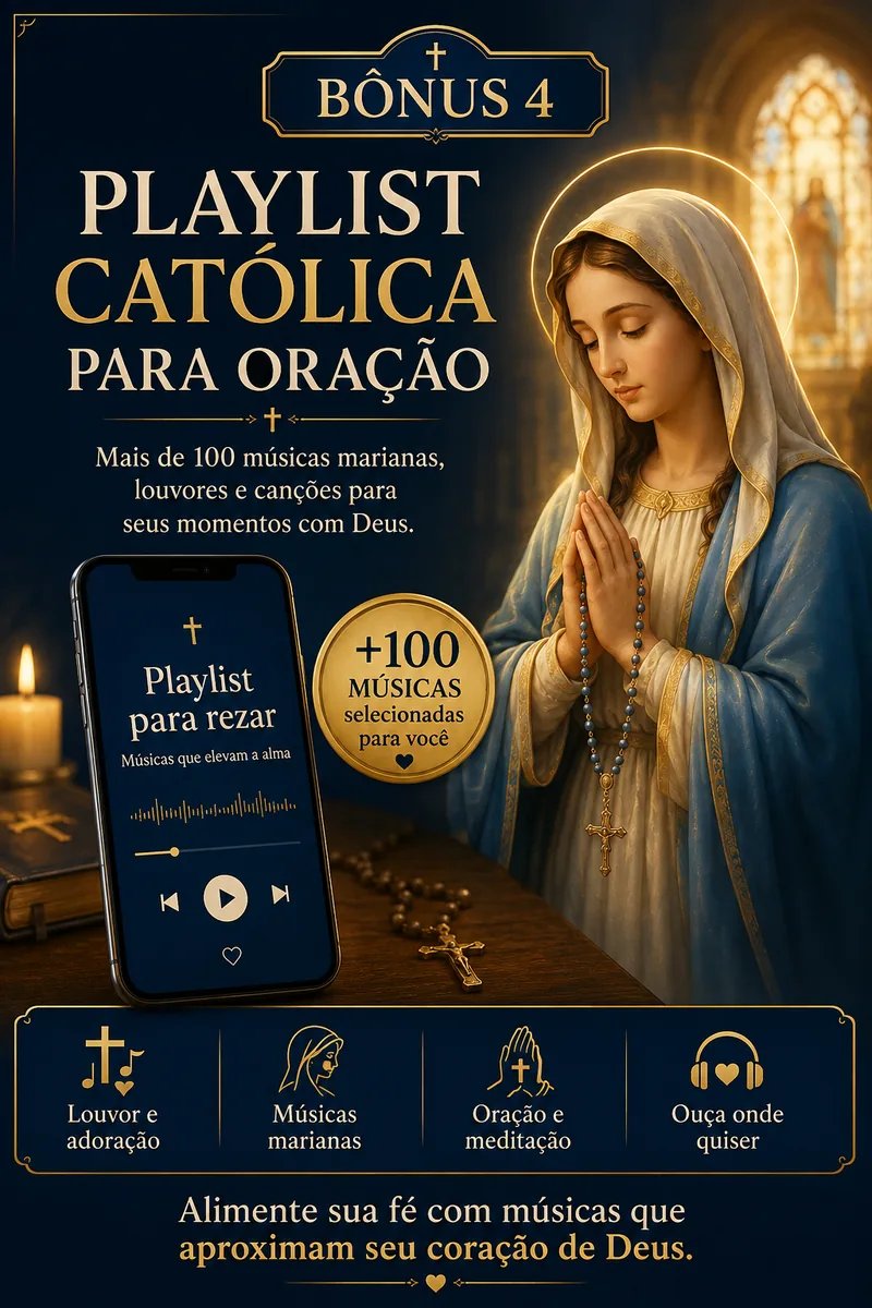 Capa do bônus Playlist Católica para Oração com Nossa Senhora e player de música